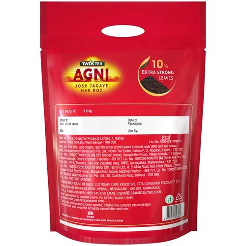 Tata Tea Agni 10percent Extra Strong Leaves - Special Blend Black Tea, 1.5 kg Pouch-3.webp
